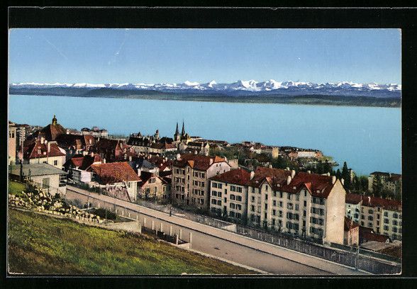 Ansichtskarten: Neuchatel, Teilansicht mit Alpenpanorama – Gebraucht aus Berlin von bartko-reher