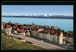 Neuchatel, Teilansicht mit Alpenpanorama