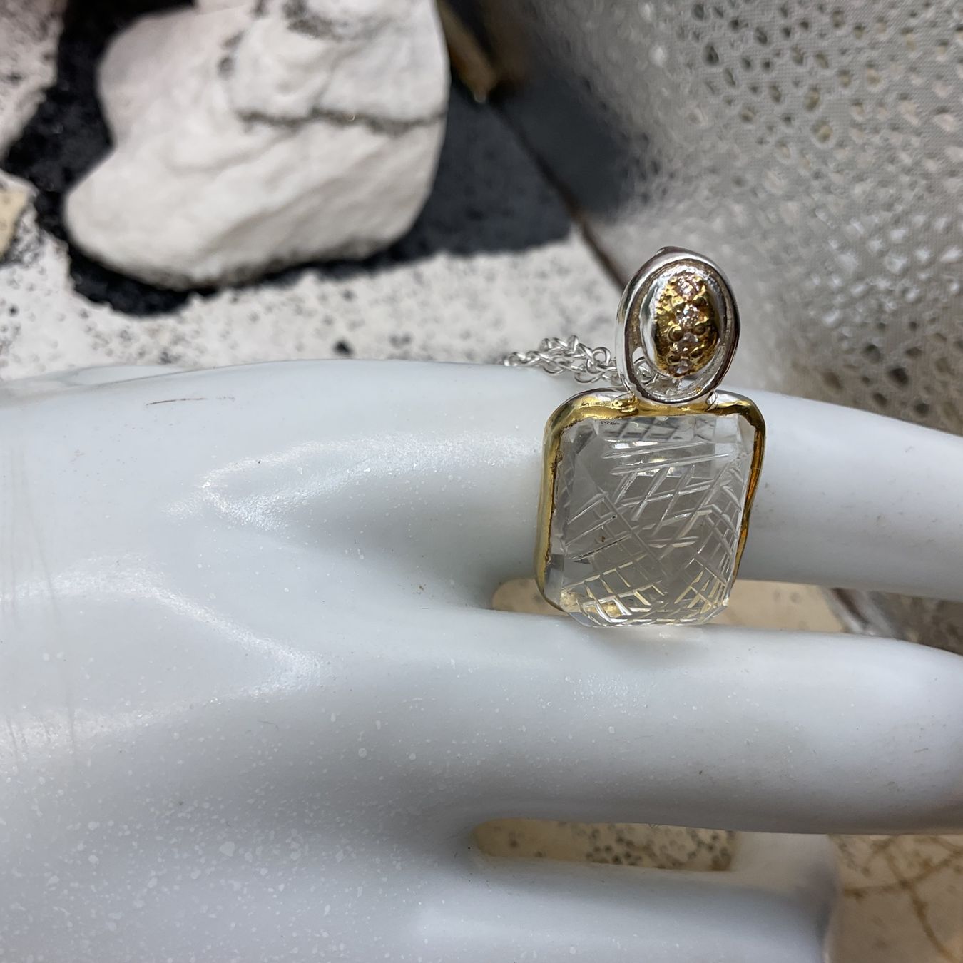 Catenine: Art Deco Stil Collier, Sterlings. mit Quarz – Nuovo (secondo la descrizione) da Luzern venduto da S.Kern01 5