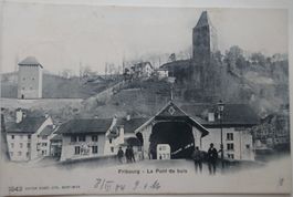 Postkarte Fribourg - Le Pont de bois 1904