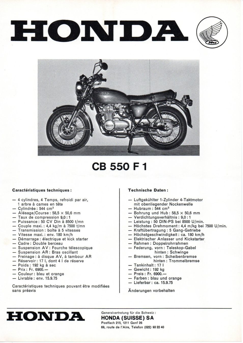 Honda Strada: Honda Motorrad Prospekte 1975 – Usato da Malans GR venduto da Chueche427 2