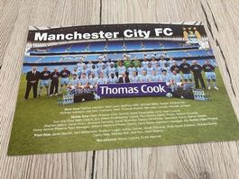 Manchester City FC Mannschaftskarte mit Druck Signatur
