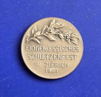 Silber Medaille 1907 eidg. Schützenfest Zürich Patina