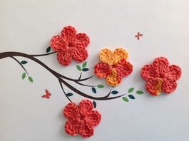 4 Stück Blumen gehäkelt, fleurs crochet, fiori uncinetto 830