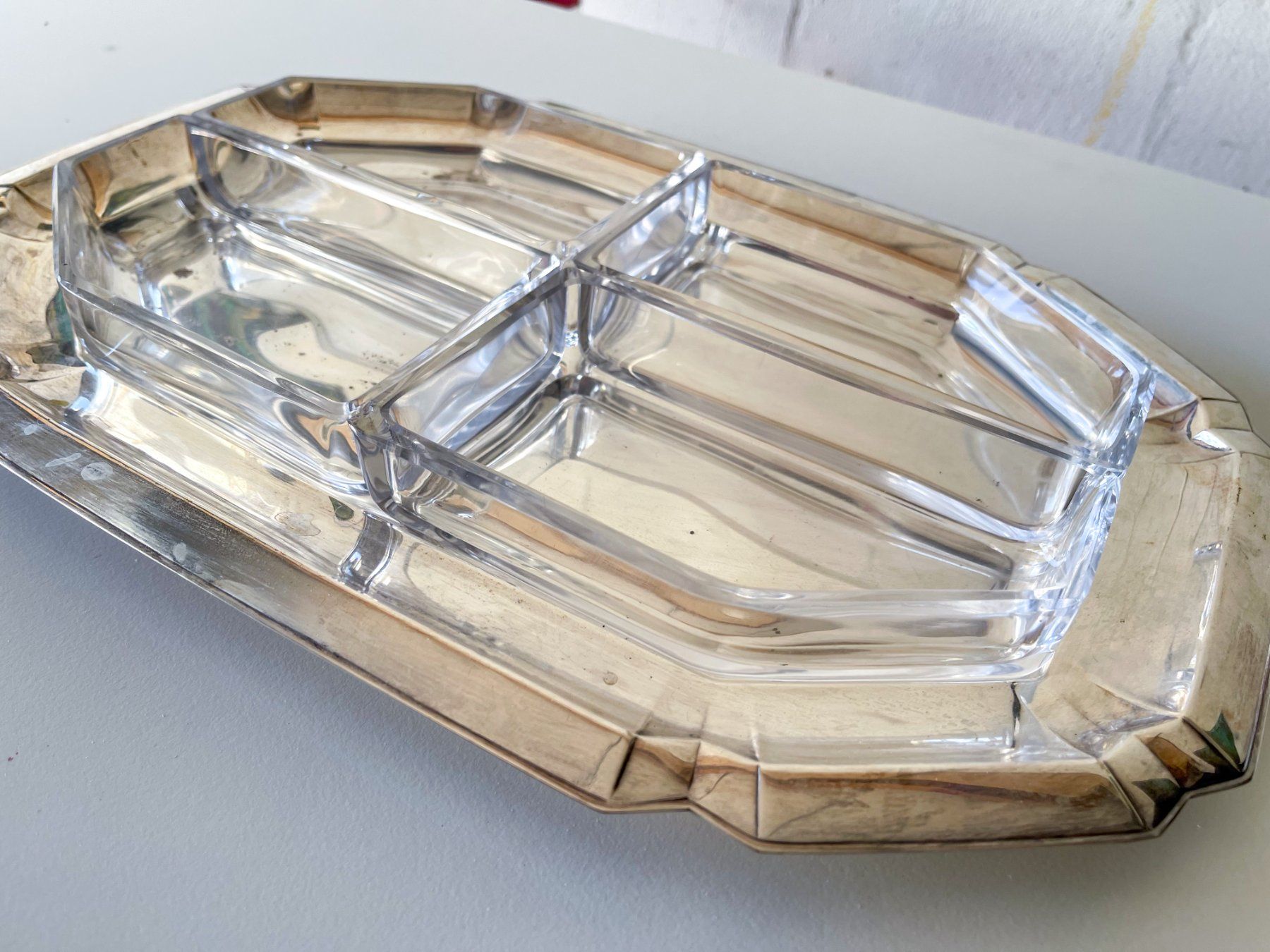 Piatti di portata: Silberne Servierplatte mit Glaseinsatz - Vintage – Usato da Bülach venduto da sabrista 4