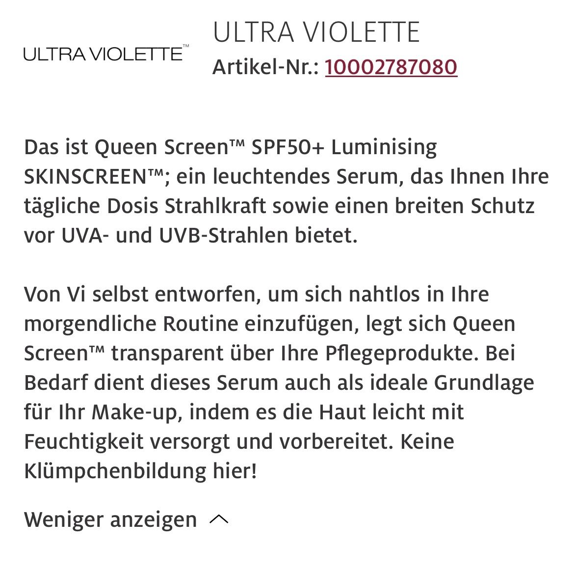 Cura del viso: ULTRA VIOLETTE° SPF 50+ QUEEN SCREEN Full Size, Neu – Nuovo e nell'imballaggio originale da Zürich venduto da deruja 7