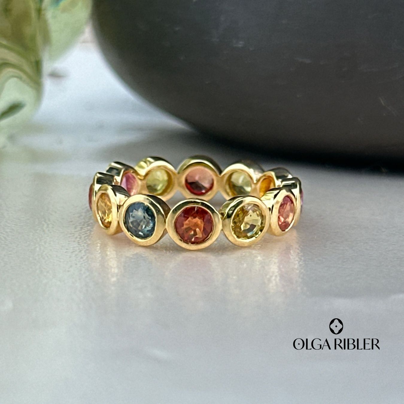 Olga Ribler Bagues: Multisaphir Memory Ring  Silber gelbvergoldet Grösse 54 – Neuf (Voir description) à Luzern par Schmuckoutlet 7