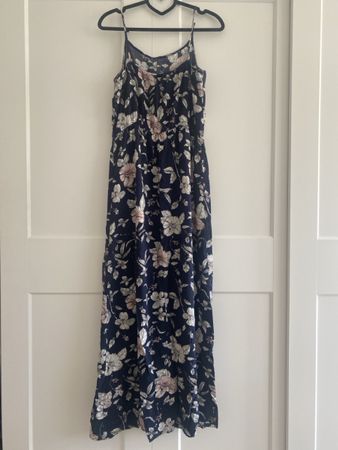 Maxikleid Blumenmuster dunkelblau 