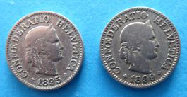 Münzen 10 Rappen 1895 und 1899