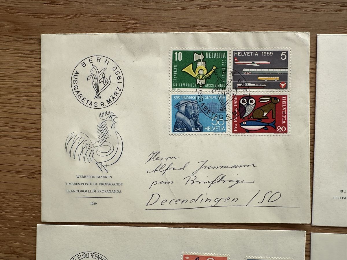 Tutti i francobolli: Schweiz - 6x FDC und Sonderbriefe 1959  – Usato da Schmitten / FR venduto da Samsara169 1