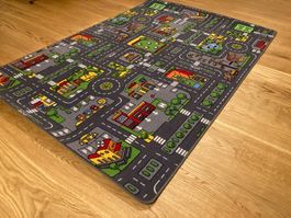 Tapis jeu ville enfants gris très bon état 200x145cm