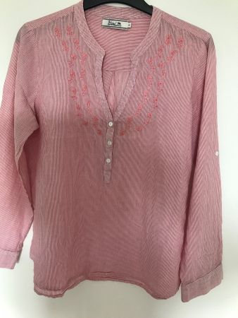Schickes Sommerhemd Rot/Weiss Gestreift Gr. 40, Paul Kehl