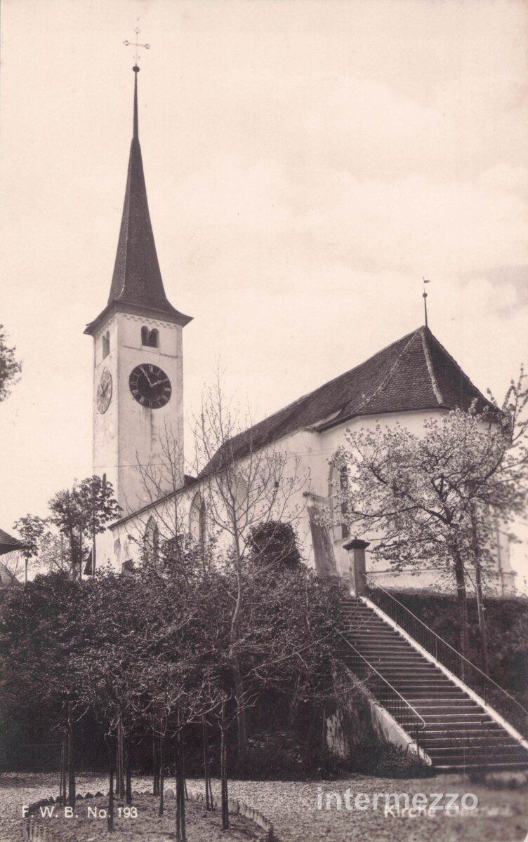 Cartoline postali: Oberwil bei Büren BE // 1953 Kirche – Usato da Basel venduto da intermezzo12