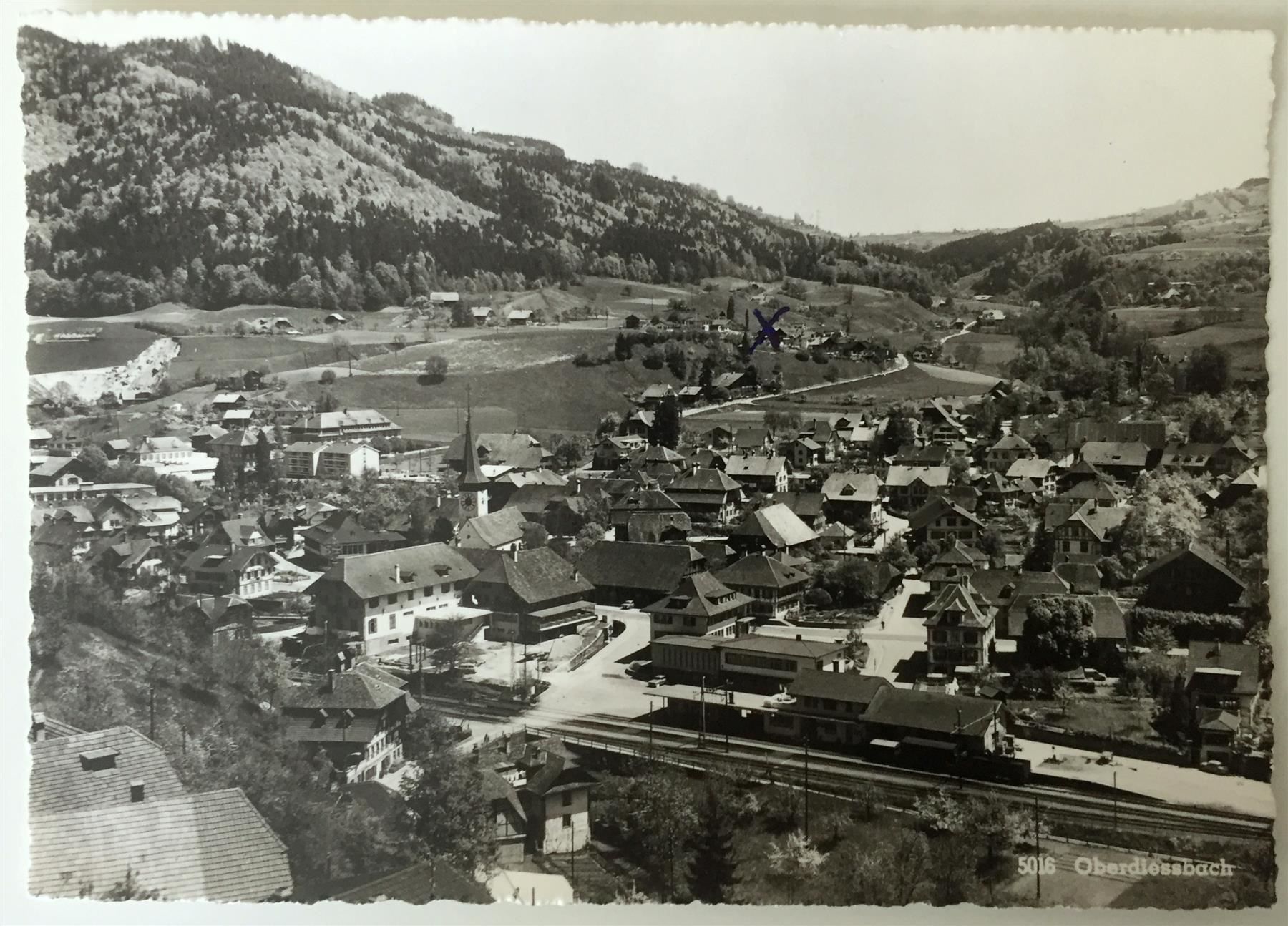 Cartes postales: OBERDIESSBACH Ansicht mit Bahnhof – D'occasion à Jona par philajona