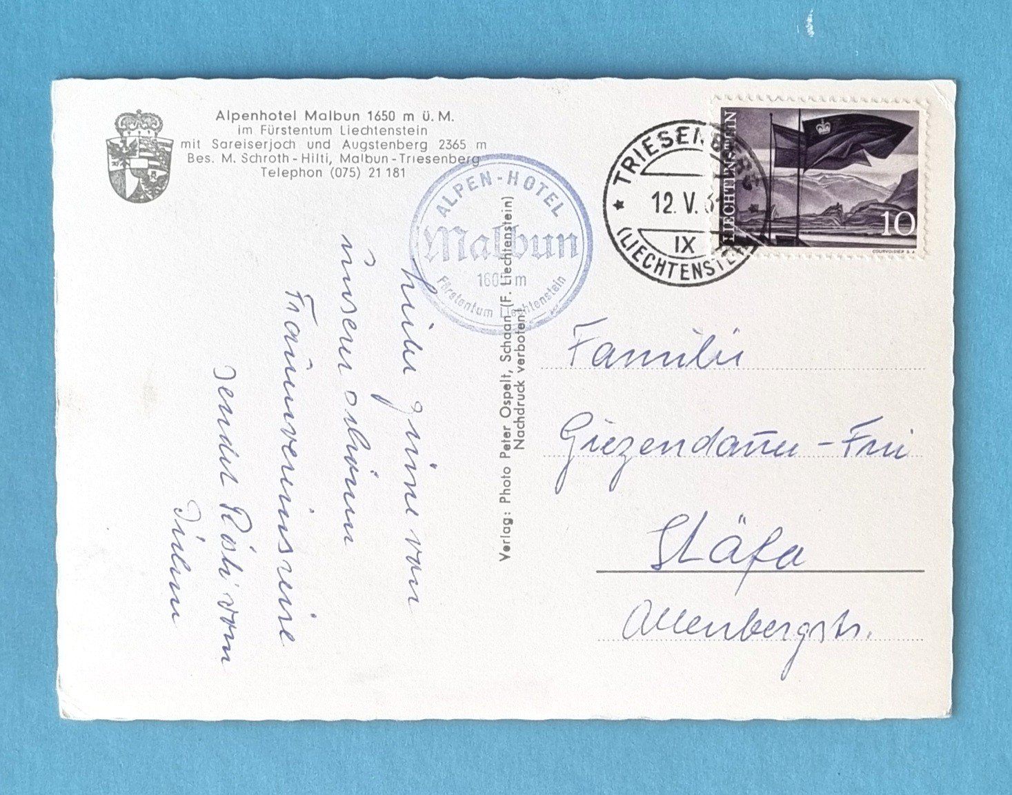 Cartoline postali: Malbun - Alpen Hotel - Oldtimer - Autobus – Usato da Rothrist venduto da RROENK 1