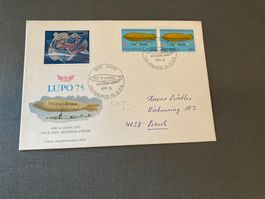 Briefumschlag LUPO 75 Luzern 1975 Aerophilatelie FDC 2x 90rp