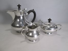 original vintage 3-teiliges Kaffeeservice, Zinn, punziert