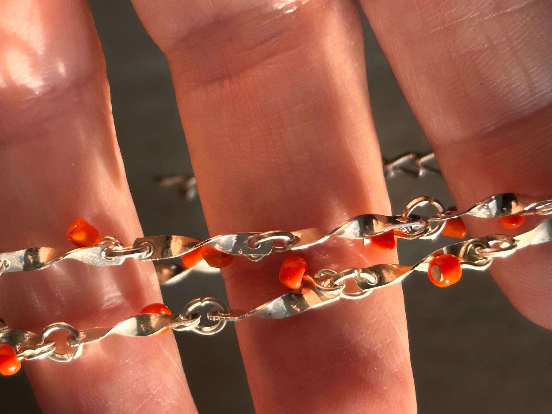 Catenine: Fusskette orange-silber (21-28cm) – Usato da Dittingen venduto da Bellevista 8
