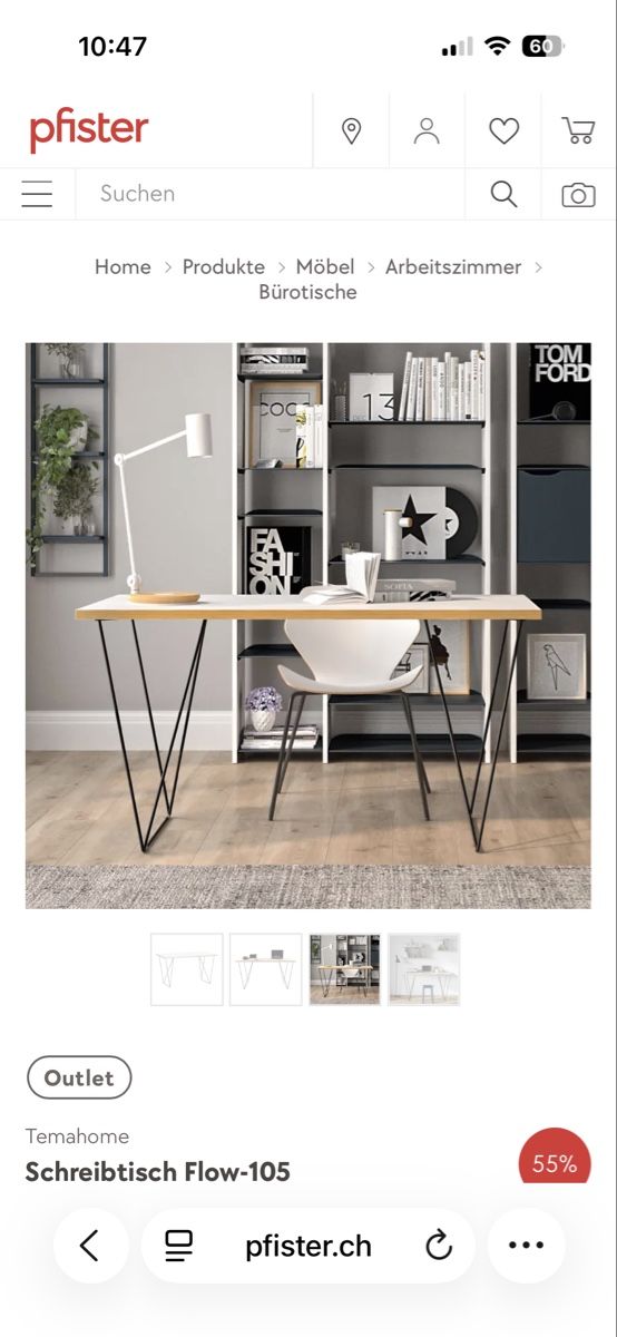 Pfister Scrivanie: Temahome Schreibtisch Flow-105 – Usato da Adliswil venduto da GermanK 4