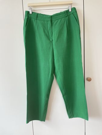 HALLHUBER Hose in sattem Grün – Gr. 42 – Leinen-Mix (Tencel)