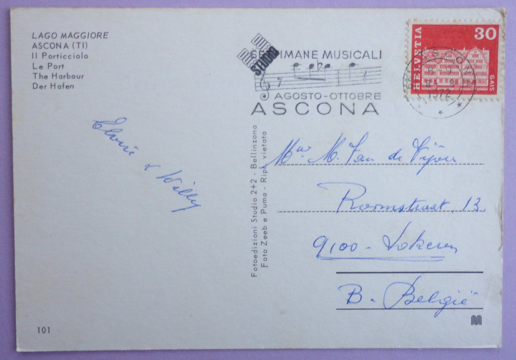 Cartoline postali: Ascona, Il Porticciolo – Usato da Fétigny venduto da Billy2miny 1