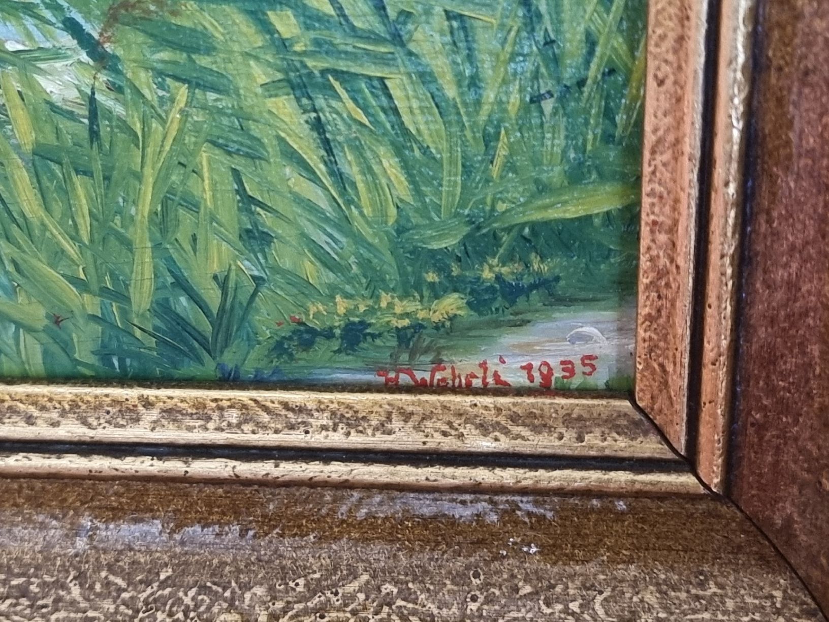Gemälde: Gemälde Landschaft See mit Bäumen gerahmt 1935 – Gebraucht aus Zürich von Budget-Brocki 2