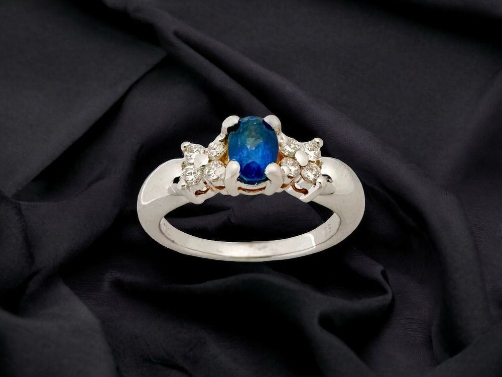 Alliance Dolly-Bijoux Plaquée Or 18K - Taille 62, Demi-rail De Saphirs Et Diamants Cz - Neuve Avec étiquettes