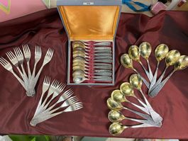 Besteck Set 12 Personen 36Teile Silber und Gold.