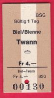 KARTON SCHIFFSBILLETT, BIEL/BIENNE - TWANN, EINFACH