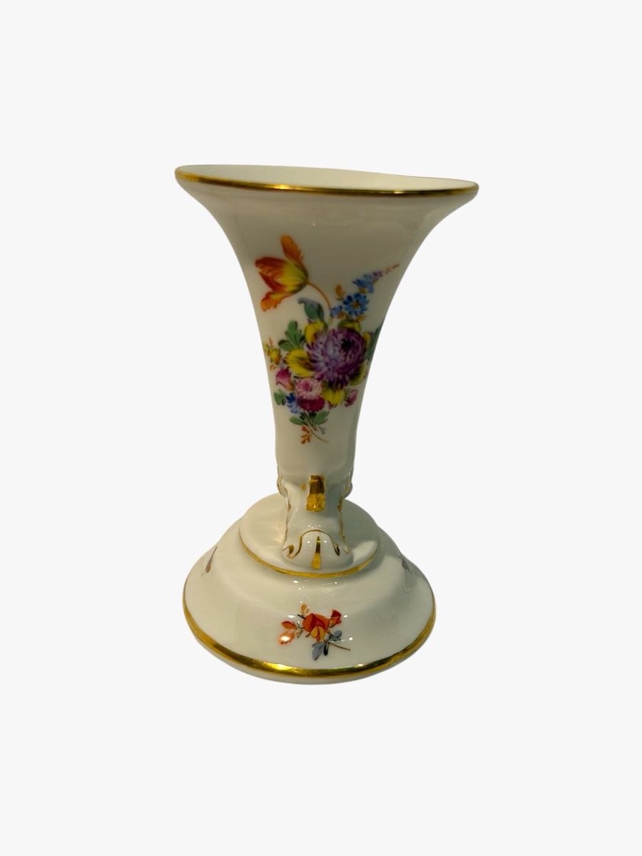 Vasi & Recipienti: Meissen Hand-Painted Floral Cornucopia Vase – Usato da Lausanne venduto da artnouveau04 1