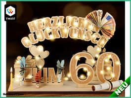 Beleuchtetes 60. Geburtstag Holzgeschenk
