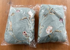 2x Sofabezug dehnbar weich,Boho Blumen grün,145-185 cm,NEU