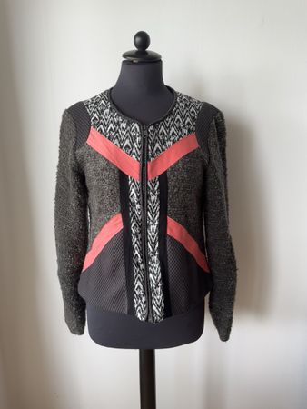 Damen Strickjacke mit Reissverschluss geometrisches Muster
