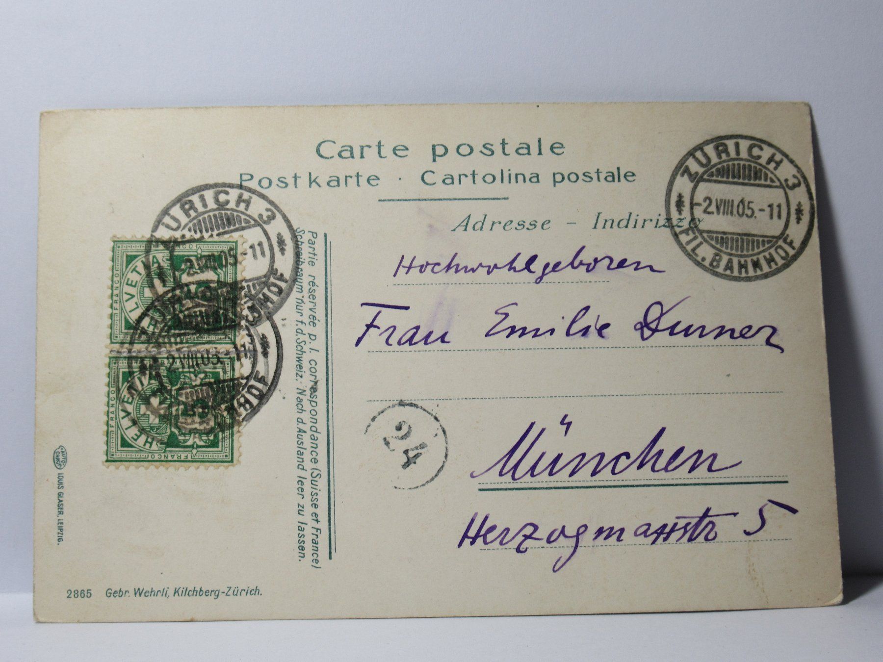 Cartoline postali: Zürich vom Polytechnikum aus  1905 – Usato da Grenchen venduto da Bluemchen1900 1