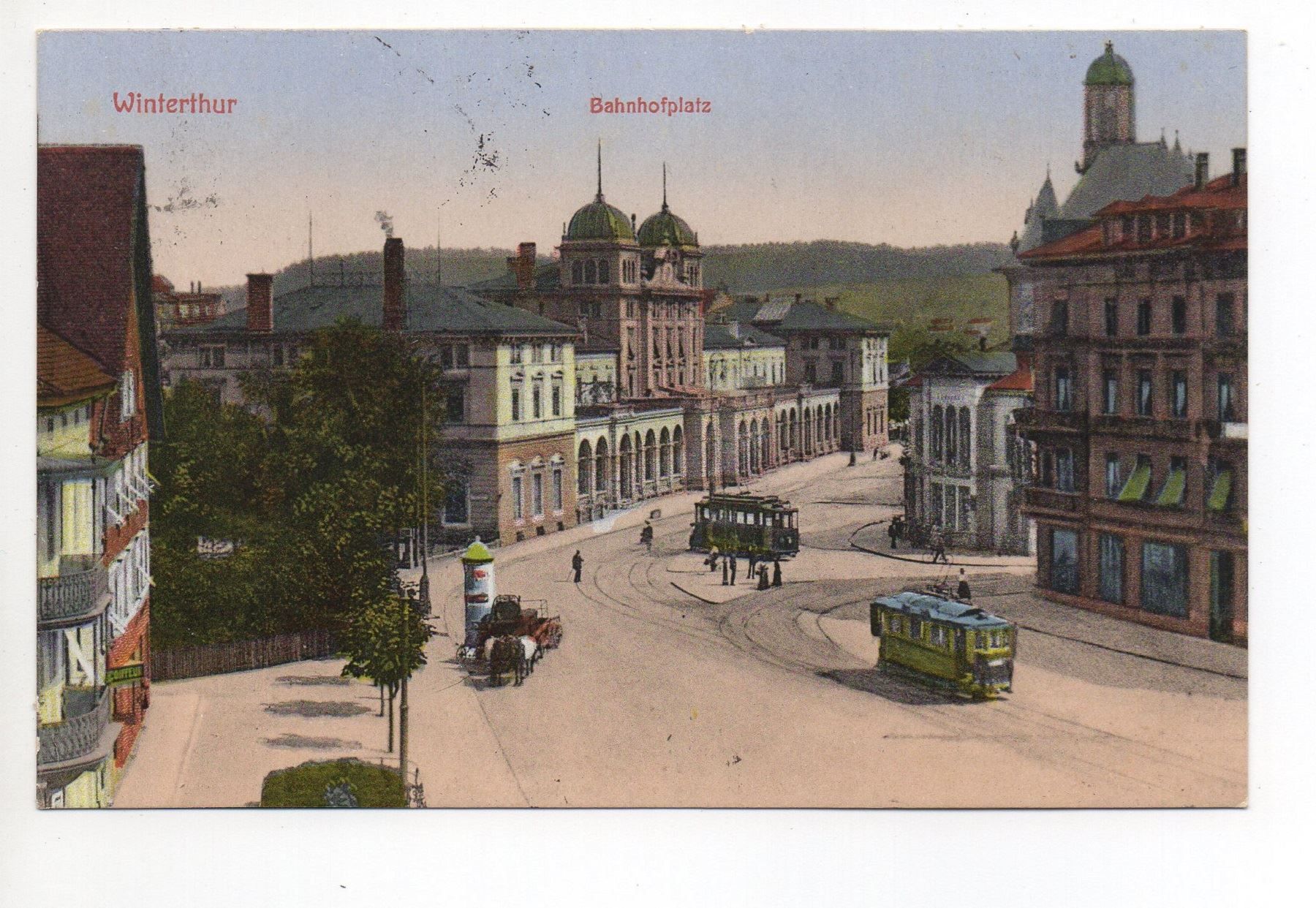 Cartoline postali: WINTERTHUR Bahnhofplatz, Tram – Usato da Jona venduto da philajona