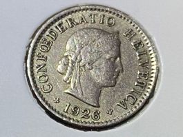 Schweiz 5 Rappen 1926  B in Münzrähmchen