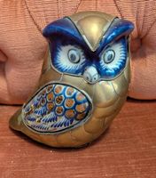 Eulenfigur aus Messing und Keramik, Tonala-Stil
