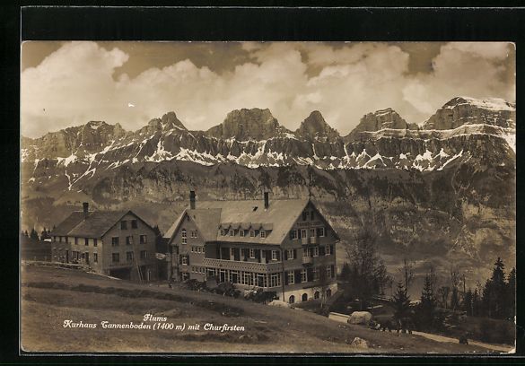 Cartoline postali: Flums, Kurhaus Tannenboden mit Churfirst – Usato da Berlin venduto da bartko-reher