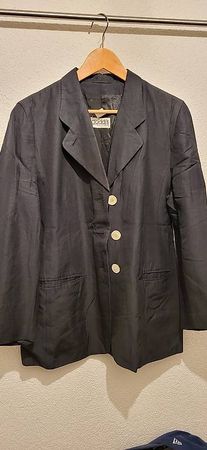 Schwarzer Blazer Gr. 42 (oversize) Seide/Leinen