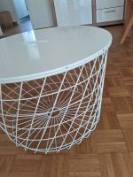 Weisser Design Tisch/Beistelltisch Metall Korb Optik