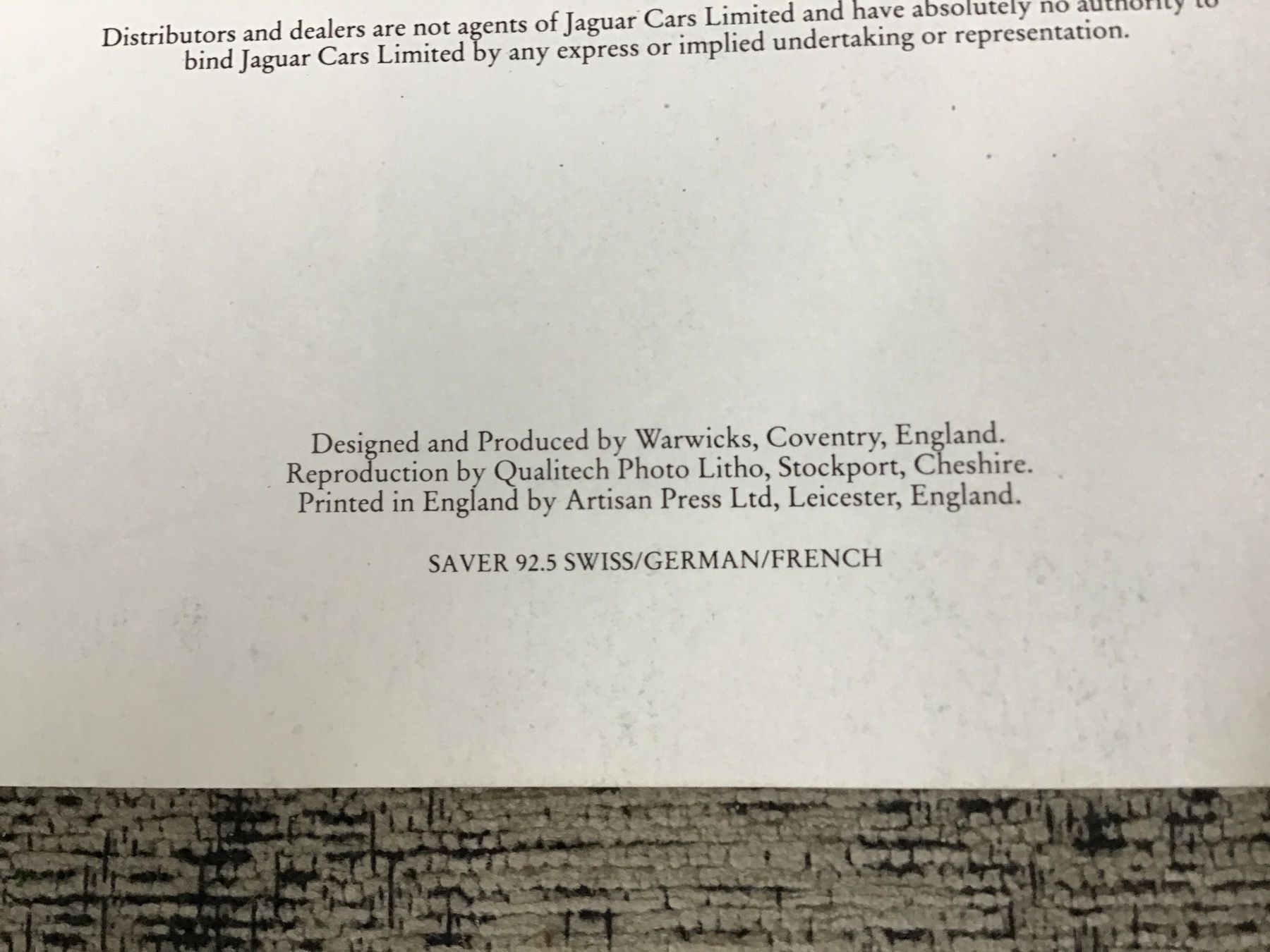 Jaguar Documenti: Jaguar Daimler XJS Verkaufsprospekt Programm ca. 1992 – Usato da Scherzingen venduto da Starseller62 8