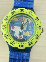 Swatch Scuba Armbanduhr blau gelb bunt 