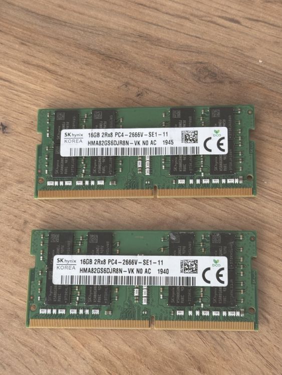 SK Hynix 32GB (2x16GB) DDR4 RAM PC4-2666V Arbeitsspeicher (Gebraucht ...