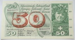 schöne Schweizer 50 Franken-Banknote vom 21. Dezember 1961