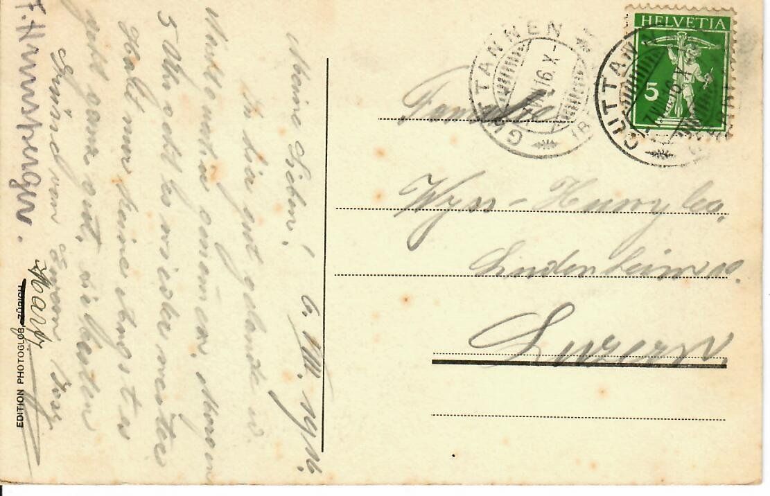 Cartoline postali: Guttannen Hotel Bären 1916 – Usato da Hochdorf venduto da Ziegel-16 1