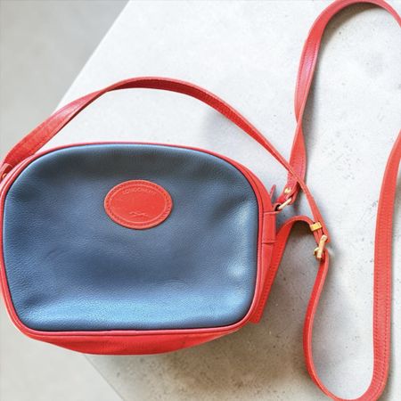 Vintage Longchamp Leder rot blau super Zustand 