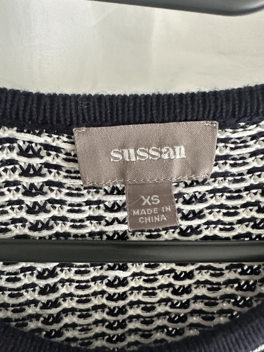 Pullover & Sweatshirts: Damen Strickpullover Sussan dunkelblau weiss gemustert S – Neu (gemäss Beschreibung) aus Walzenhausen von Zaisan 2