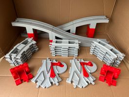 Lego Duplo Brücke Schienen Weichen hellgrau zur Eisenbahn