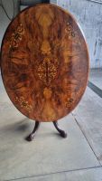 antiker Intarsien Tisch oval - Nussbaum