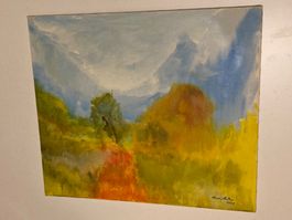 Magy Seiler Acrylgemälde signiert Landschaft mit Berge, Weg